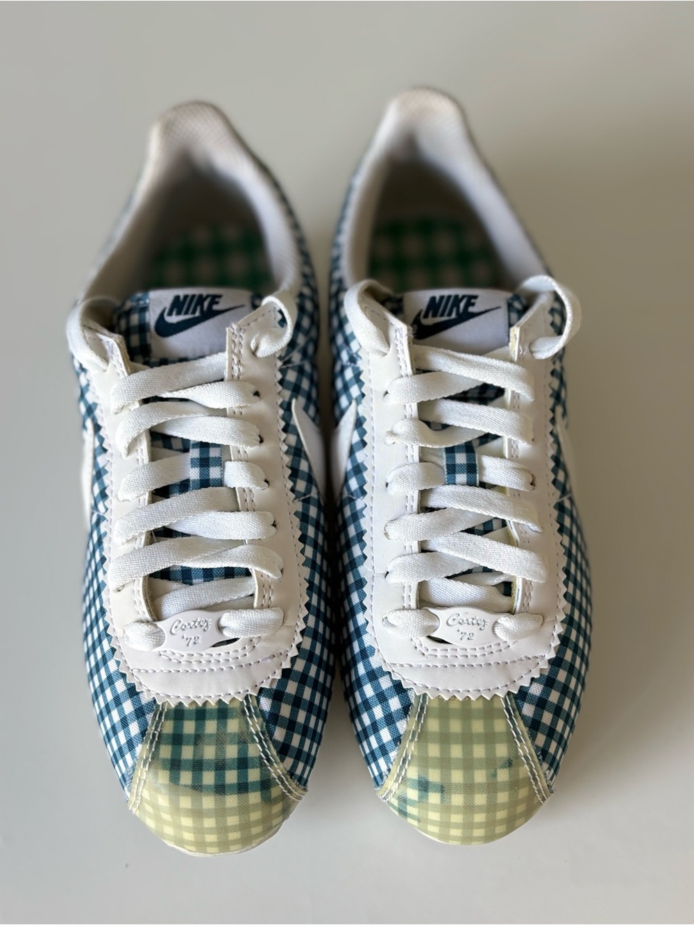 Nike Cortez ’72 Gingham Check Sneakers Green White Women’s Size 7